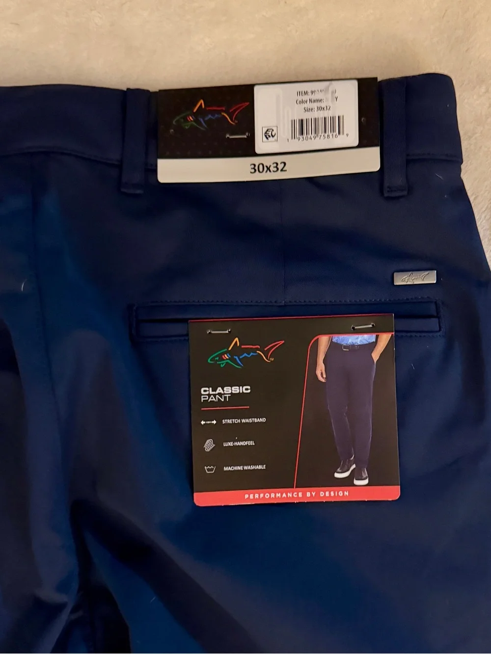 Greg Norman Classic Pant Men's Navy Golf Pant Size 30x32 NWT